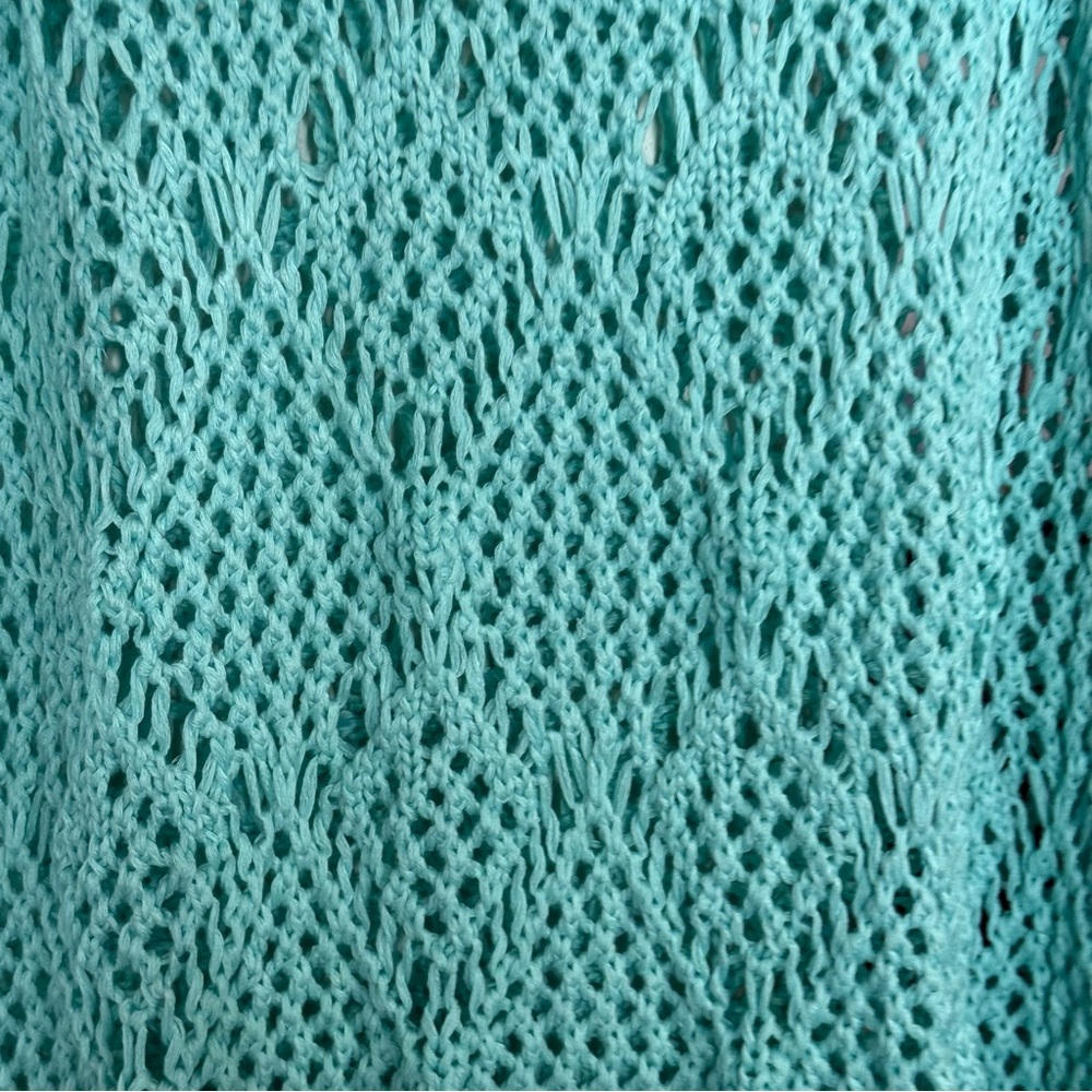 Torrid Crochet Knit Fringe Coverup Dress Size 1X Mint Blue Beach Boho Vacation - Picture 10 of 14
